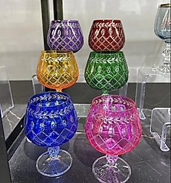 Altılı renkli el kesmesi kahve yanı bardağı