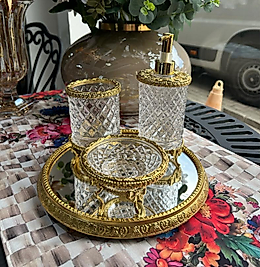 4 parça Döküm cam kristal banyo seti ( gold )