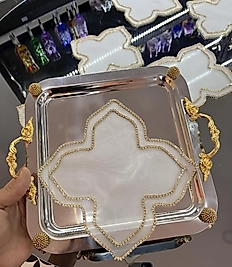 6lı gold çift sıra taş peçete takımı