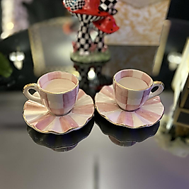 Pembe ikili damalı fincan
