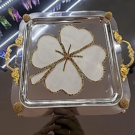 Beyaz renkli taş yonca sunum peçetesi (Adet)