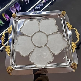 Beyaz gümüş taş papatya sunum peçetesi (Adet)