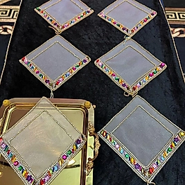 Altılı Renkli sıralı taş gold sunum peçetesi