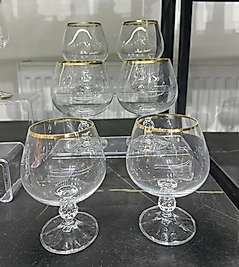 Altılı Gold yaldızlı kahve yanı bardağı