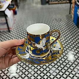 Mavi kuş desenli fincan takımı