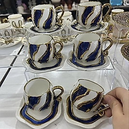 Altılı full mavi fincan takımı