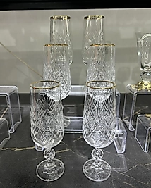 Altılı Kristal el kesmesi kahve yanı bardağı