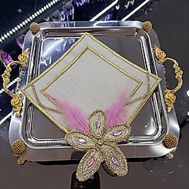 Pembe tüylü taşlı sunum peçetesi (Adet)