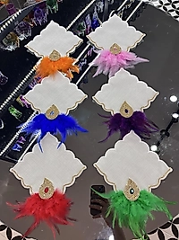 6 lı renkli tüylü sunum peçetesi