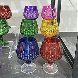 Altılı renkli el kesmesi kahve yanı bardağı