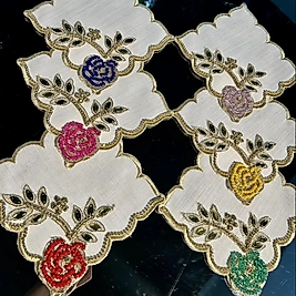 6 lı renkli boncuk peçete takımı