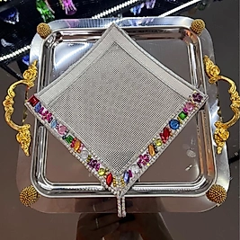 Gümüş sıralı taş sunum peçetesi (Adet)