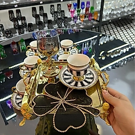 6’lı siyah beyaz fincan takımı