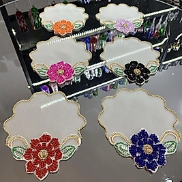 6’lı full boncuk taş işleme sunum peçetesi