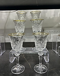 Altılı Kristal el kesmesi kahve yanı bardağı