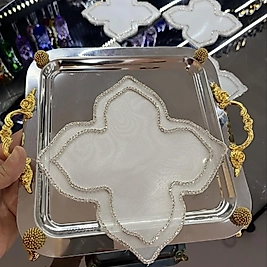 6 lı gümüş  çift sırataş peçete takımı