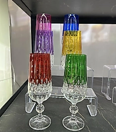 Altlı renkli el kesmesi kahve yanı bardağı