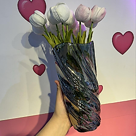 Füme renk kristal cam vazo