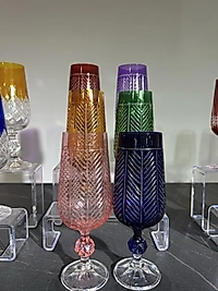 Altılı renkli el kesmesi kahve yanı bardağı