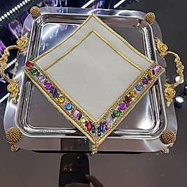 Renkli sıralı  taşlı sunum peçetesi (Adet)