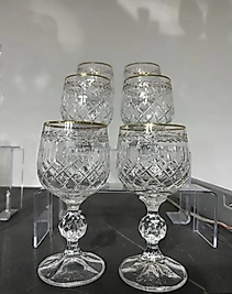 Altılı kristal el kesmesi kahve yanı bardağı